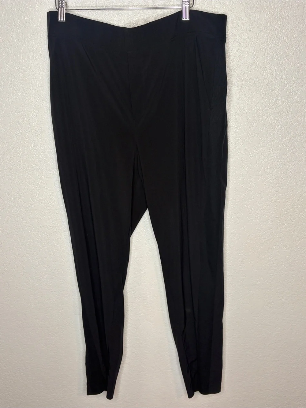 Athleta Black Ribbed Panel Activewear Pull On Pants Size 18 Travel Commuter